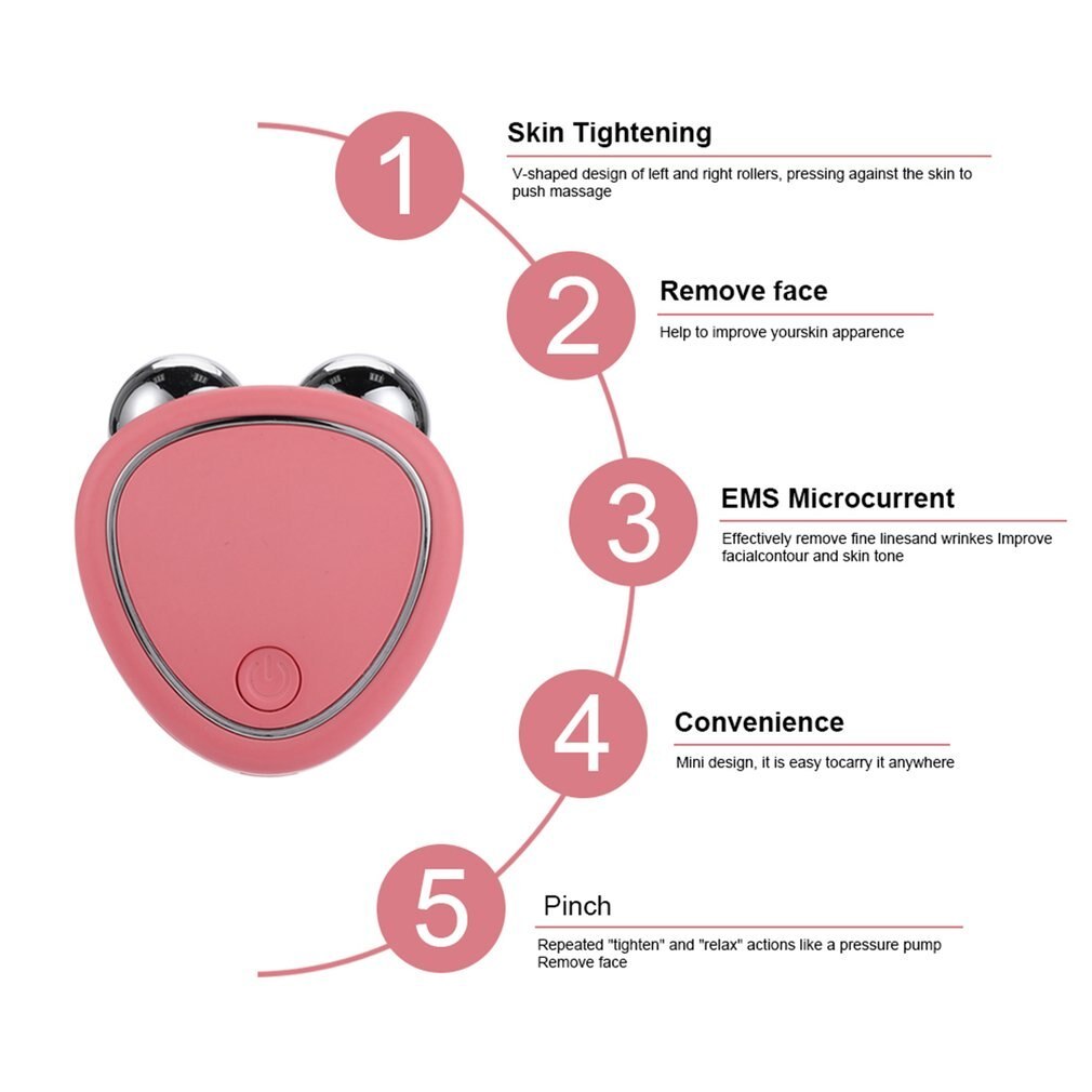 Portable Facial Microcurrent Beauty Instrument – Double Roller Massager for Lifting & Reducing Edema CJ
