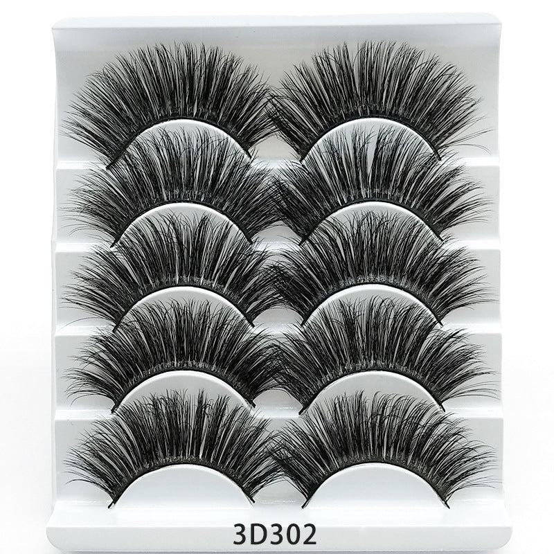 3D Mink False Eyelashes – Set of 5 Soft Cotton Band Lashes for Natural Volume CJ