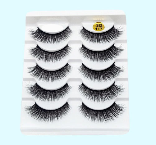 3D Mink False Eyelashes – Set of 5 Soft Cotton Band Lashes for Natural Volume CJ