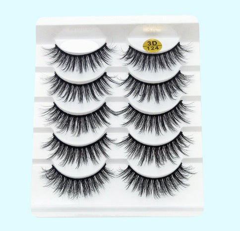 3D Mink False Eyelashes – Set of 5 Soft Cotton Band Lashes for Natural Volume CJ