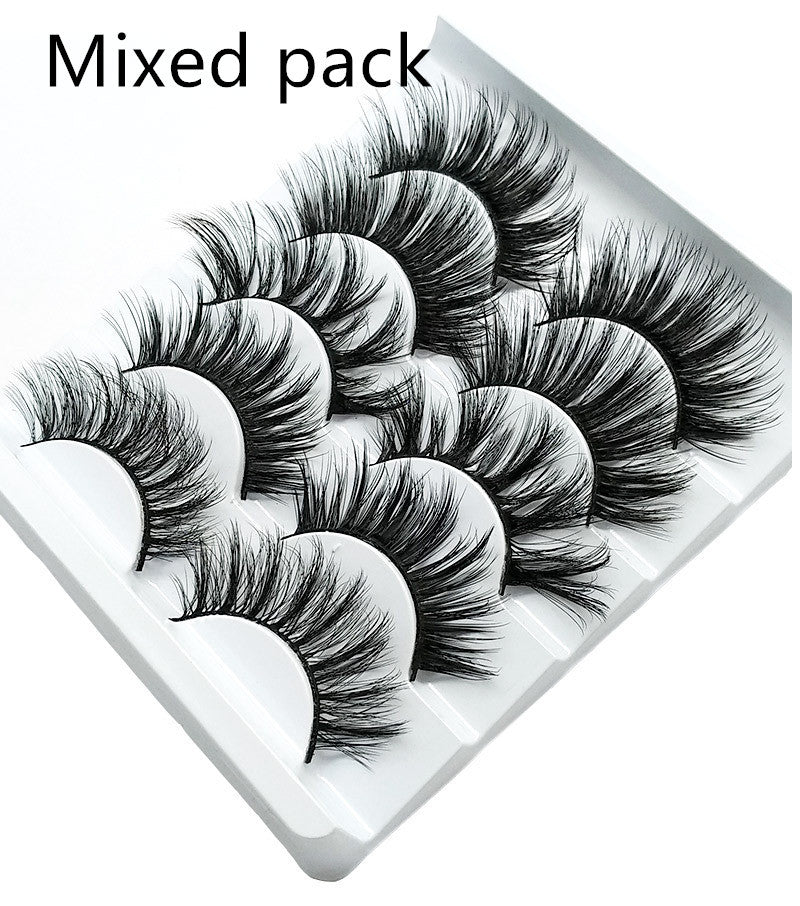 3D Mink False Eyelashes – Set of 5 Soft Cotton Band Lashes for Natural Volume CJ