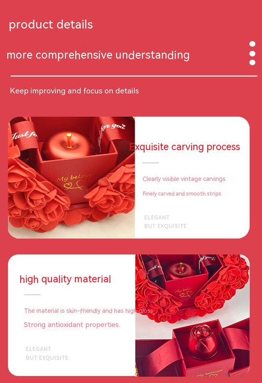 Valentine’s Day Rose Soap Gift Box with Crystal Pendant Necklace – Eternal Flower Jewelry Set for Girlfriend CJ