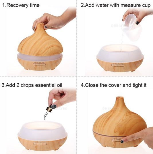 Wooden Grain Remote-Controlled Aromatherapy Lamp – Relaxation & Home Spa Essential CJ
