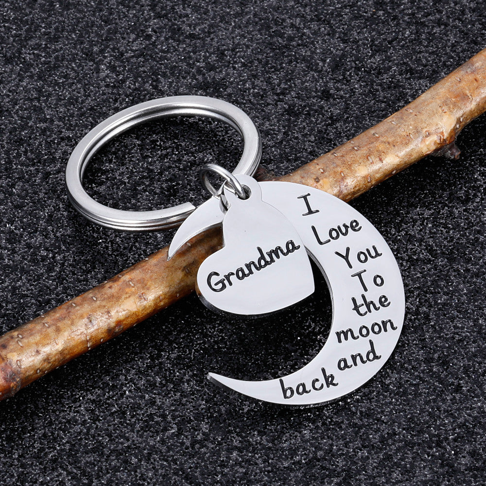 Customizable Stainless Steel Love Moon Keychain – Personalizable Creative Small Gift