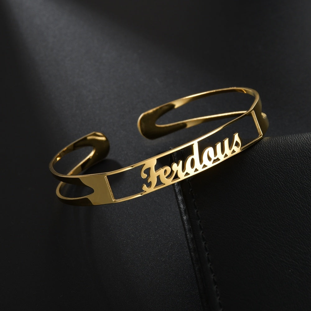 Customized Name Bracelet – Personalized Stainless Steel Bangle Jewelry CJ