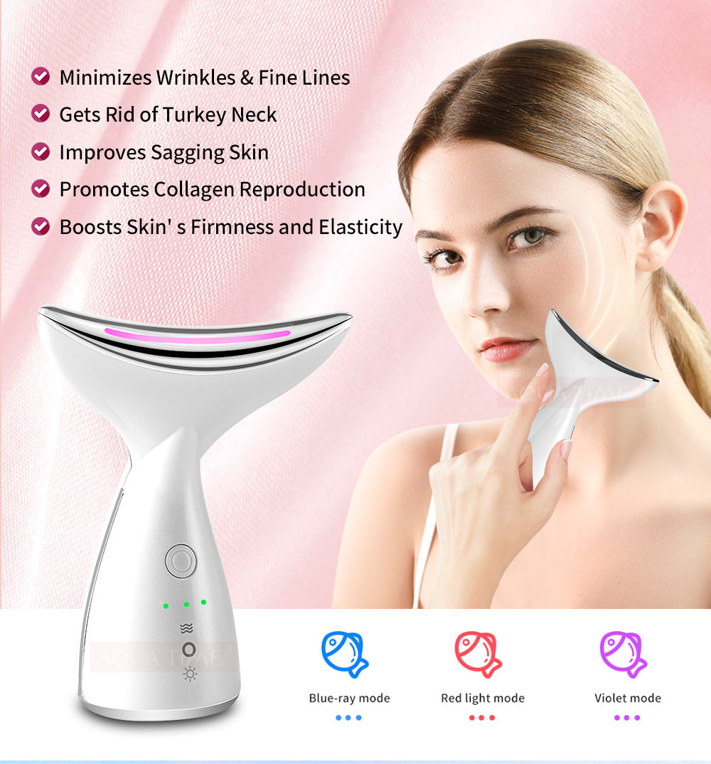 EMS Microcurrent Neck Face Beauty Device With 3 Colors LED Photon Therapy Skin Tighten Reduce Double Chin Face Lifting Devices CJ