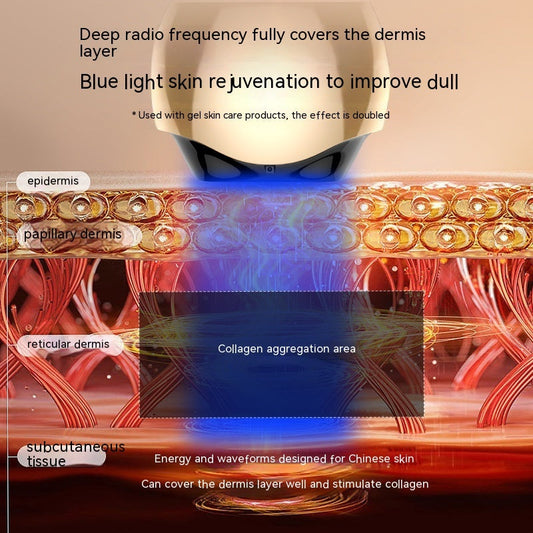 Portable Mini Collagen Facial Device – Electric Vibrating Heating with 3 Gears & Color Light, Nobility Gold CJ