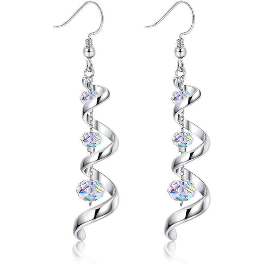 Fashion Spiral Ribbon Multi-Drop Teardrop Earrings – Elegant Statement Jewelry CJ