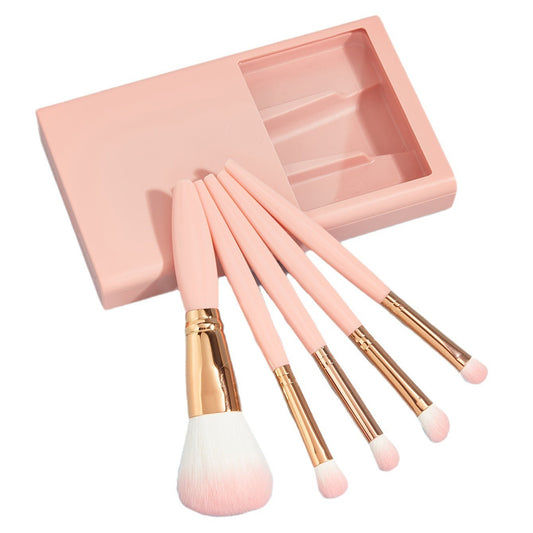 5 PCs Makeup Brushes With Mirror Travel Set CJ