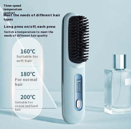 2-in-1 Wireless Hair Straightener & Comb – Fast Heating Portable Hot Brush with USB Charging CJ