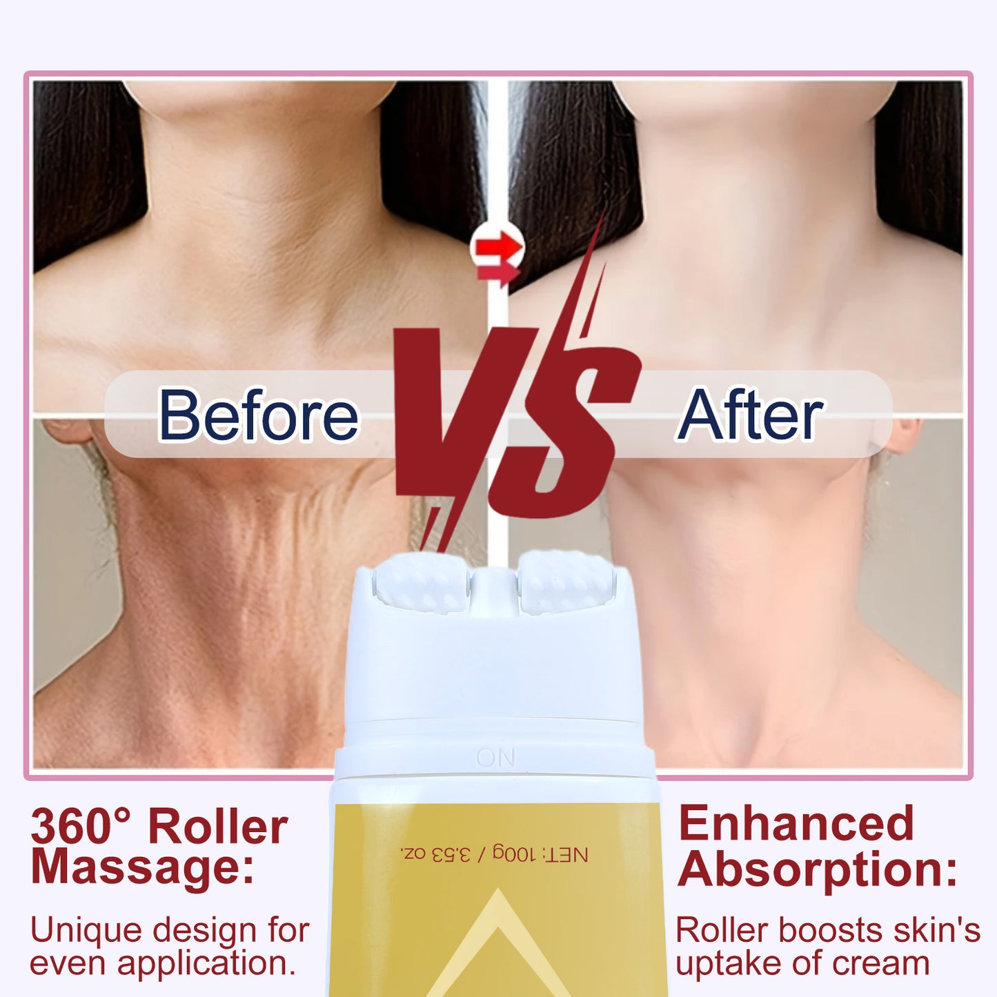 Neck Firming Roller Cream – Lifts, Reduces Neck Lines, Deeply Nourishes & Soothes Skin