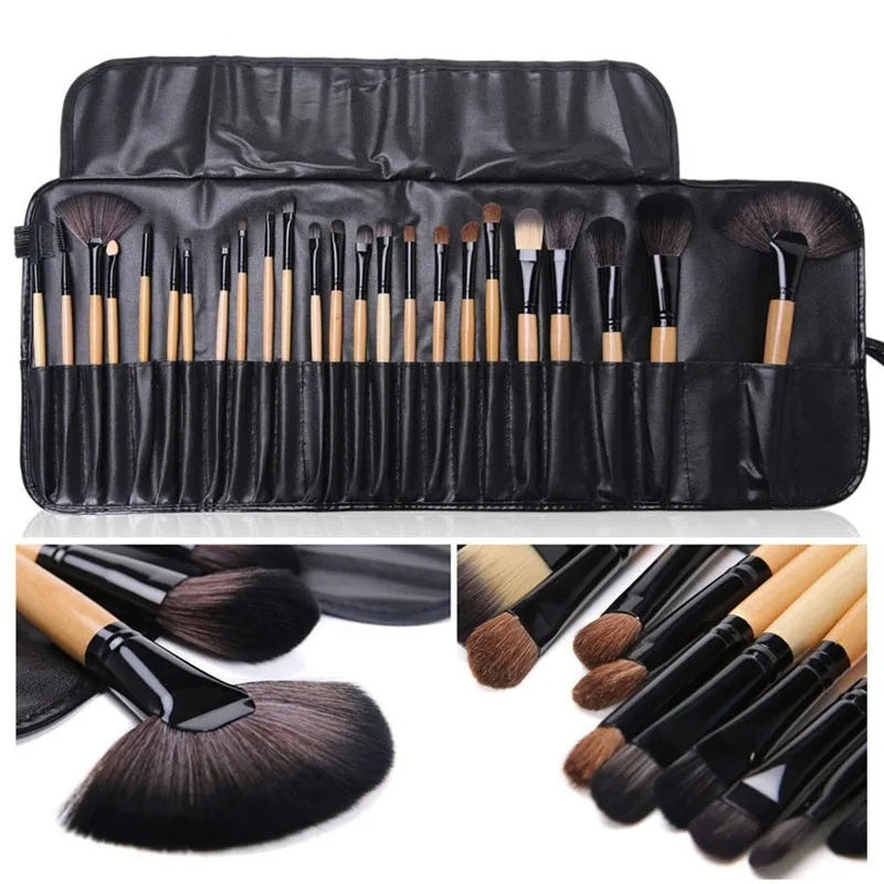 24-Piece Professional Makeup Brush Set – Foundation, Eyeshadow & Brow Brushes CJ
