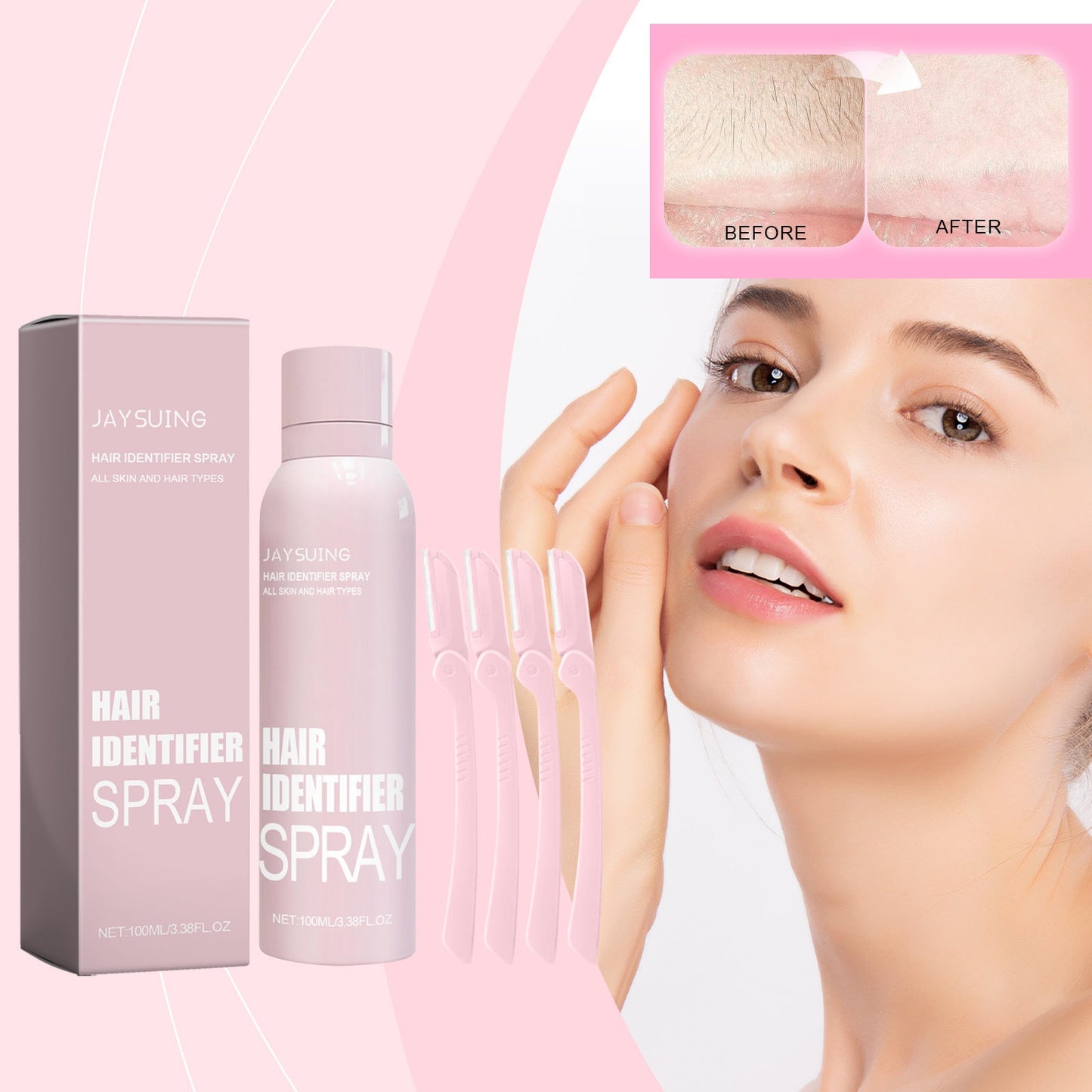 Hair Identifier Spray Set – Moisturizing Dermaplaner Spray for Face Shaving CJ