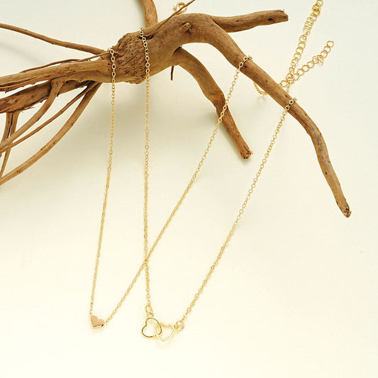 Hollow Cross Heart Pendant Necklace – Double-Layer Classic Heart Jewelry for Women CJ