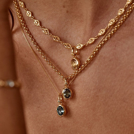 Stainless Steel 12 Birthstone Necklace – Moonstone Love Pendant Jewelry Gift for Women CJ