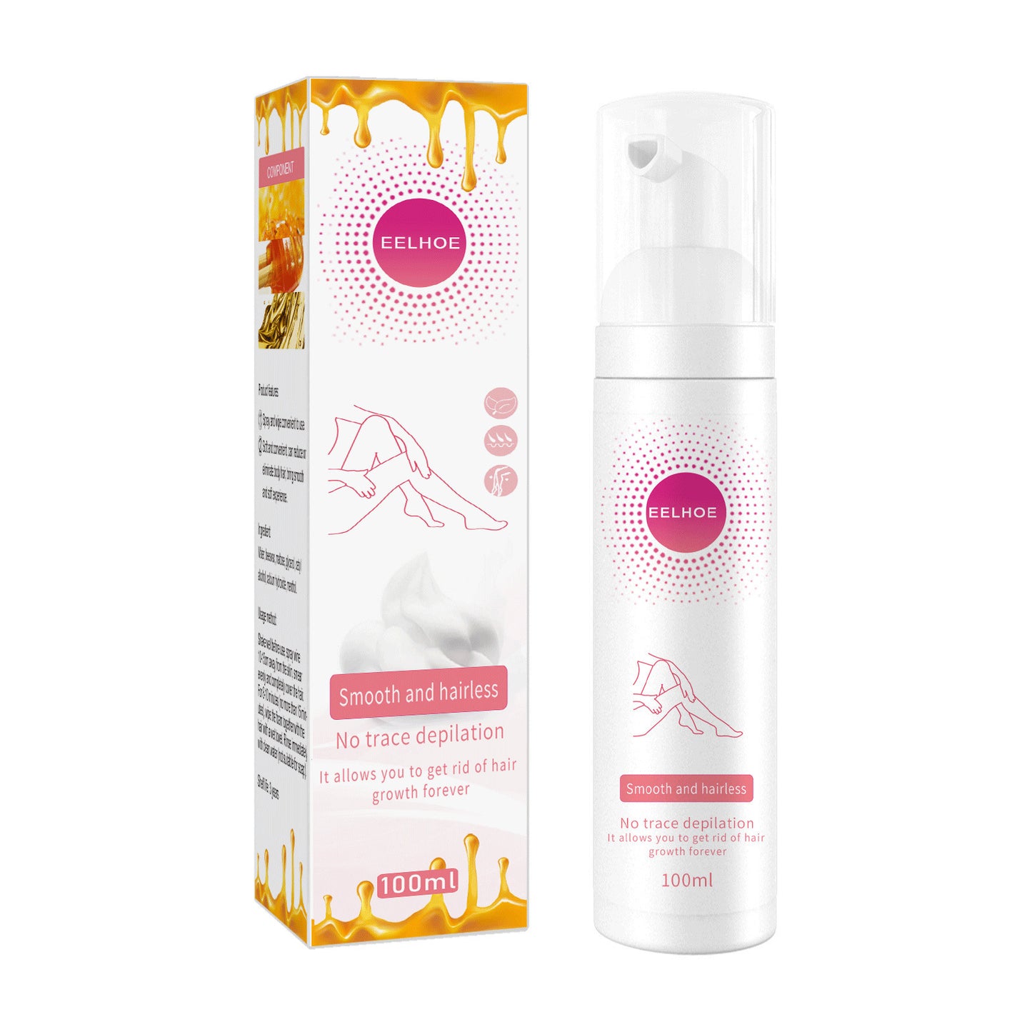 Gentle Hair Removal Spray – 30ml/100ml Depilatory Foam for Armpits and Legs