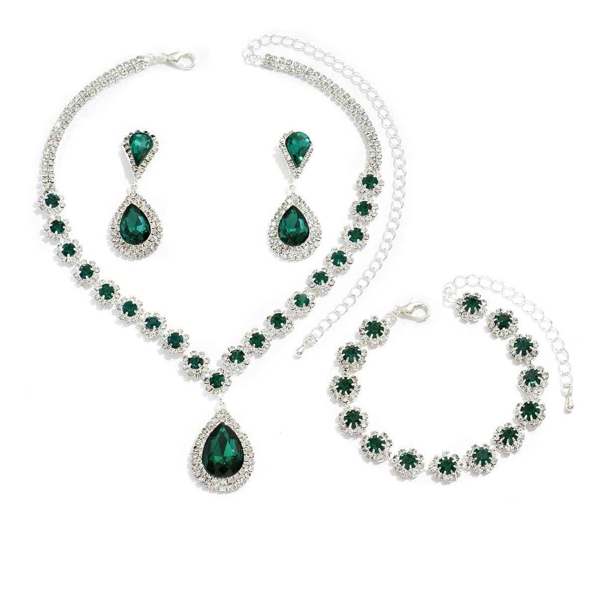 Fashion Jewelry Bridal Jewelry Set – Necklace, Earrings & Bracelet 3-Piece Suit CJ