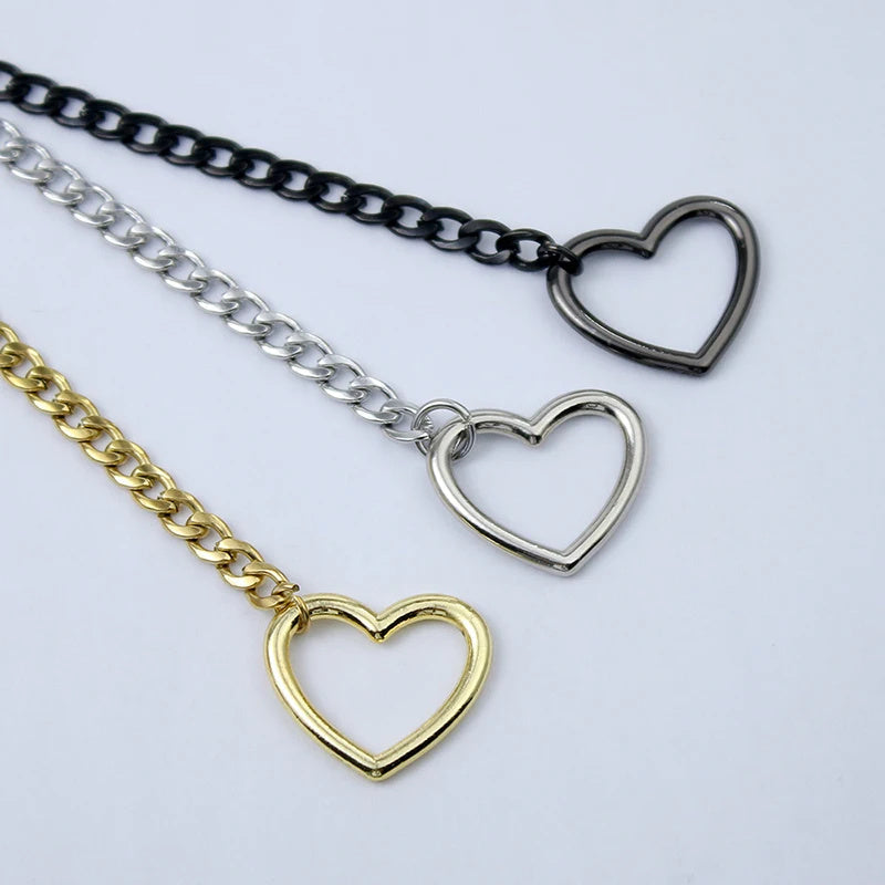 2025 Fashion Slip Chain Necklace – Heart O-Ring Cuban Long Necklace with Adjustable Heart Lock & Key CJ