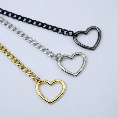 2025 Fashion Slip Chain Necklace – Heart O-Ring Cuban Long Necklace with Adjustable Heart Lock & Key CJ