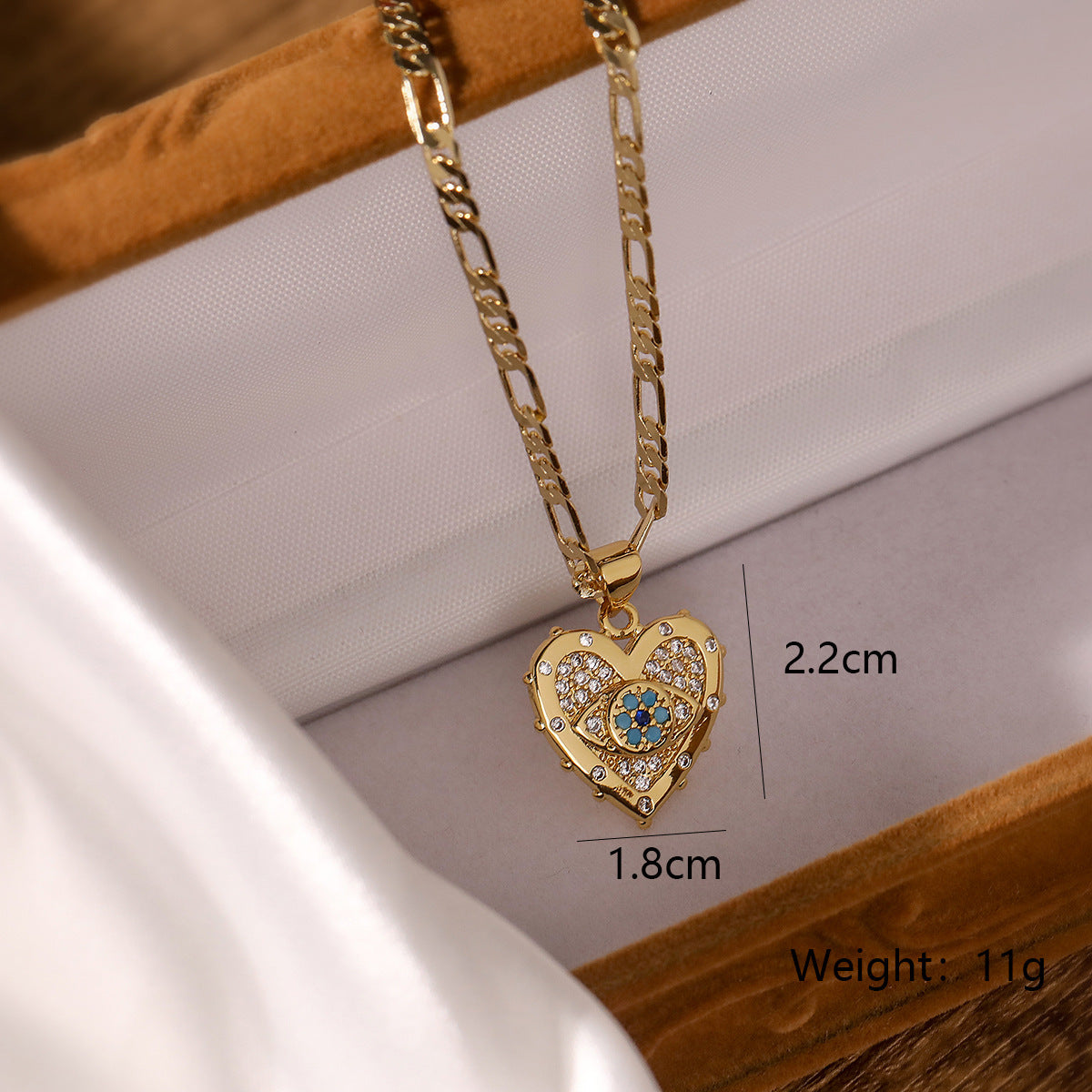 Fashion Jewelry Personality Copper Plated Real Gold Heart-shaped Zircon Pendant Necklace & Earrings Set CJ