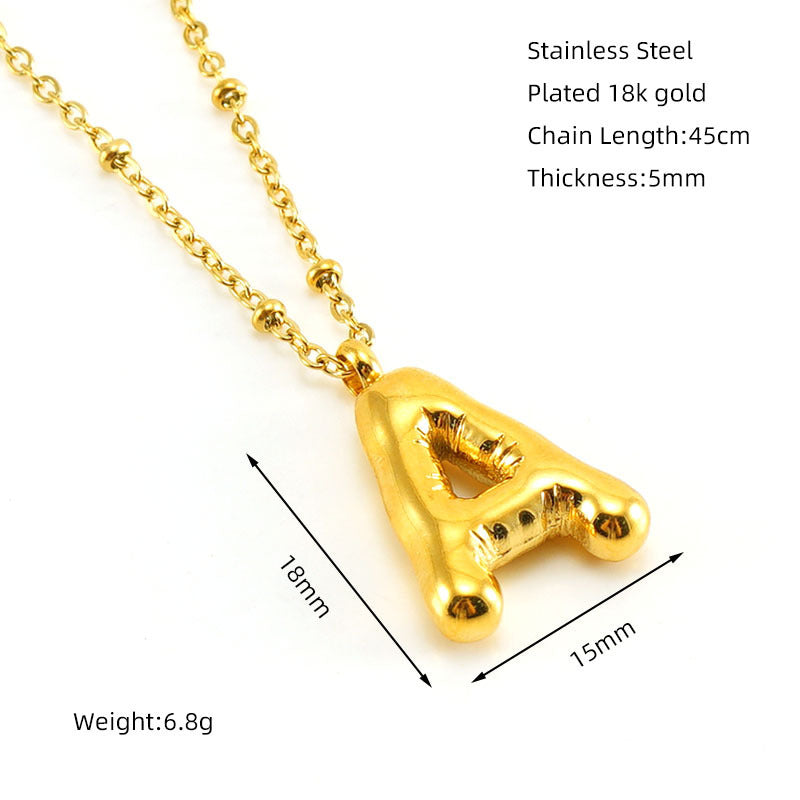 Women’s Fashion Bubble Letter Pendant Necklace – Trendy Alphabet Jewelry Gift CJ
