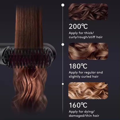 2-in-1 Wireless Hair Straightener & Comb – Fast Heating Portable Hot Brush with USB Charging CJ