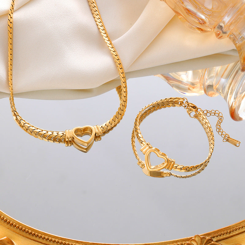 Personalized Love Chain Necklace & Bracelet – Titanium Steel Non-Fading Jewelry for Women CJ