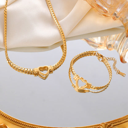 Personalized Love Chain Necklace & Bracelet – Titanium Steel Non-Fading Jewelry for Women CJ