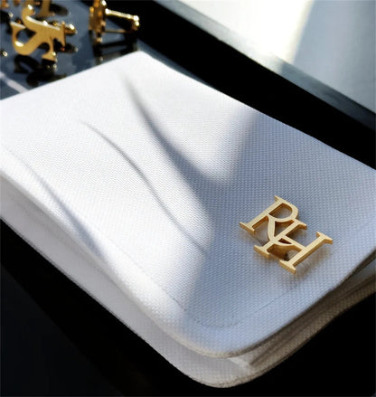 Customizable Handmade Frosted Name Abbreviation Metal Cufflinks – Personalizable Gift