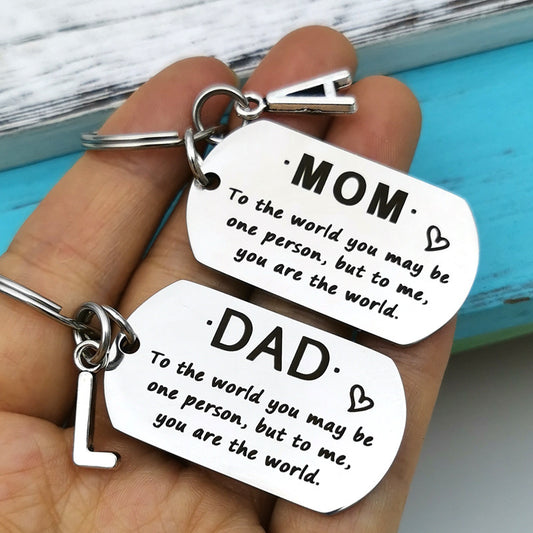 Customizable Parents' Stainless Steel Keychain – Personalizable 26 Letters