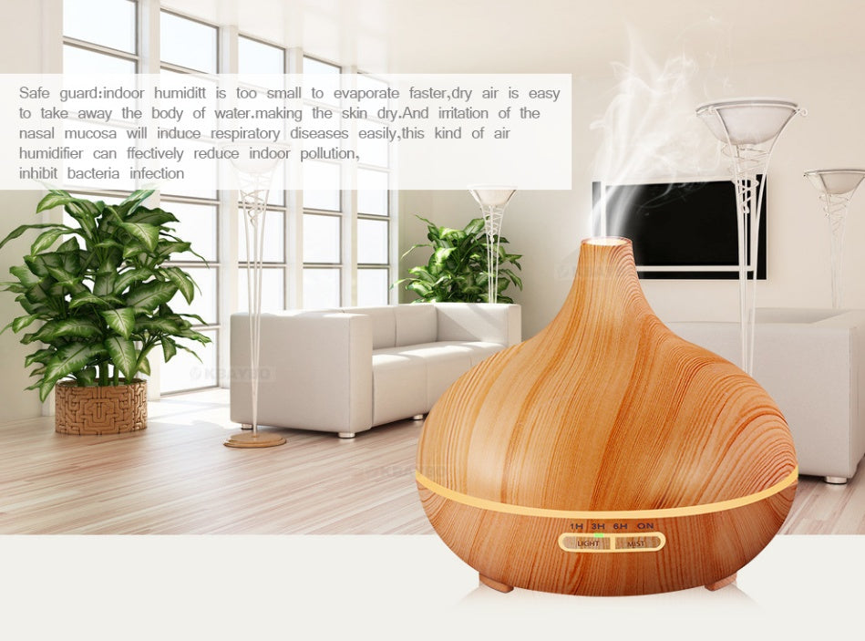 Wooden Grain Remote-Controlled Aromatherapy Lamp – Relaxation & Home Spa Essential CJ