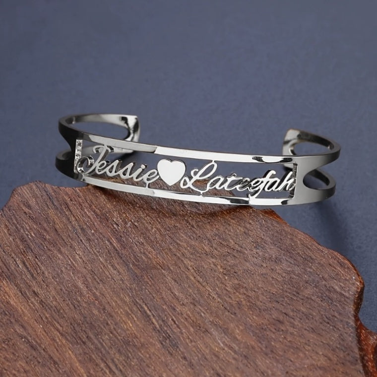 Customized Name Bracelet – Personalized Stainless Steel Bangle Jewelry CJ