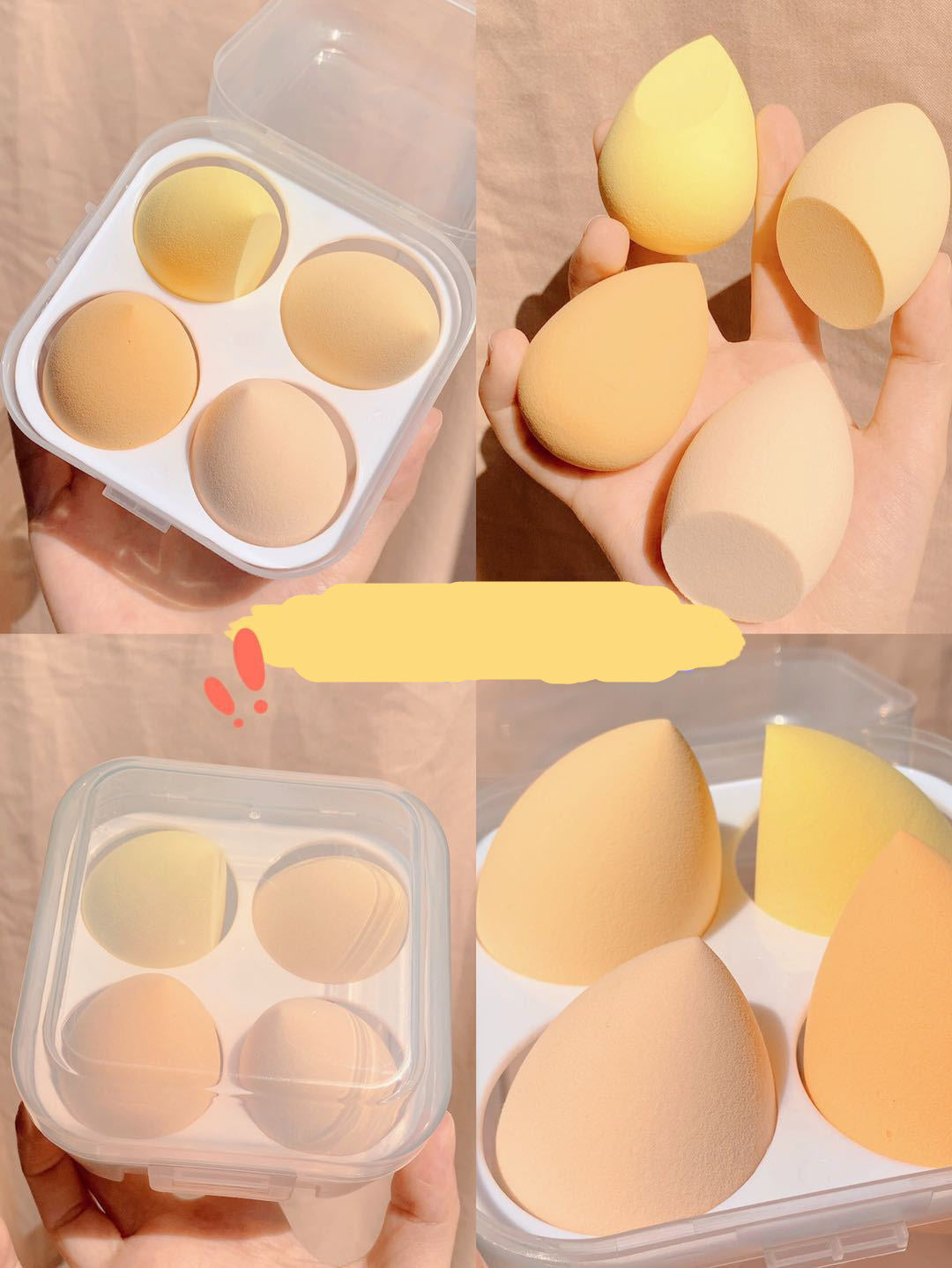 Makeup Egg Box – Beauty Blender Sponges Set with Storage Case CJ