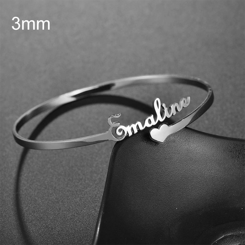 Customized Name Bracelet – Personalized Stainless Steel Bangle Jewelry CJ