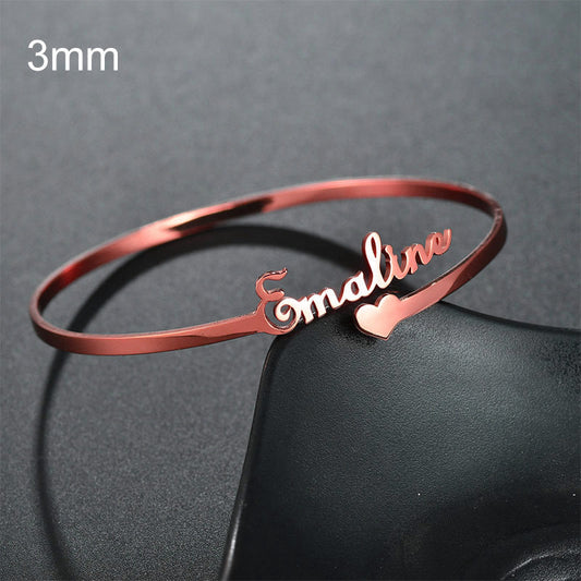 Customized Name Bracelet – Personalized Stainless Steel Bangle Jewelry CJ