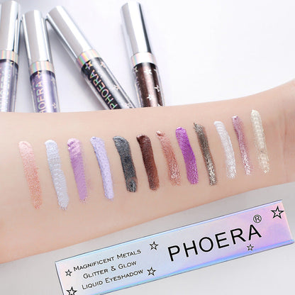 PHOERA Magnificent Metals Glitter & Glow Liquid Eyeshadow – 12 Colors CJ