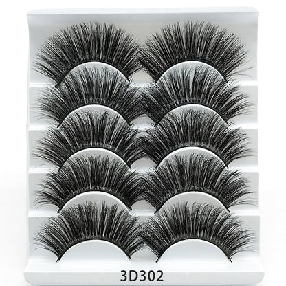 3D Mink False Eyelashes – Set of 5 Soft Cotton Band Lashes for Natural Volume CJ