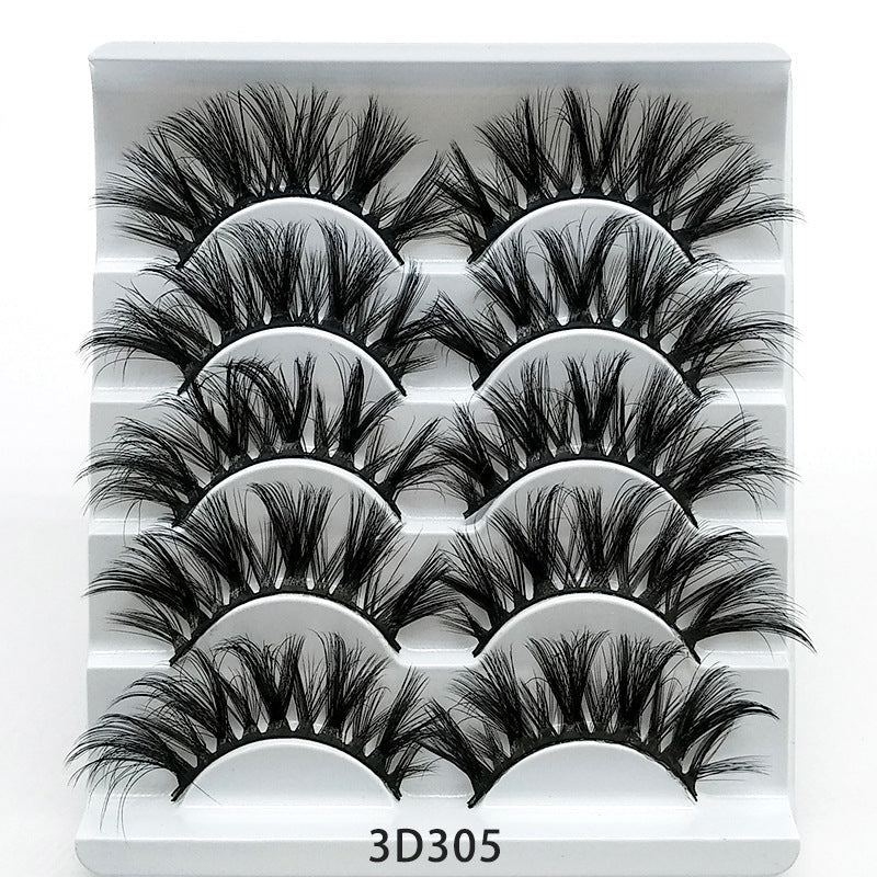 3D Mink False Eyelashes – Set of 5 Soft Cotton Band Lashes for Natural Volume CJ