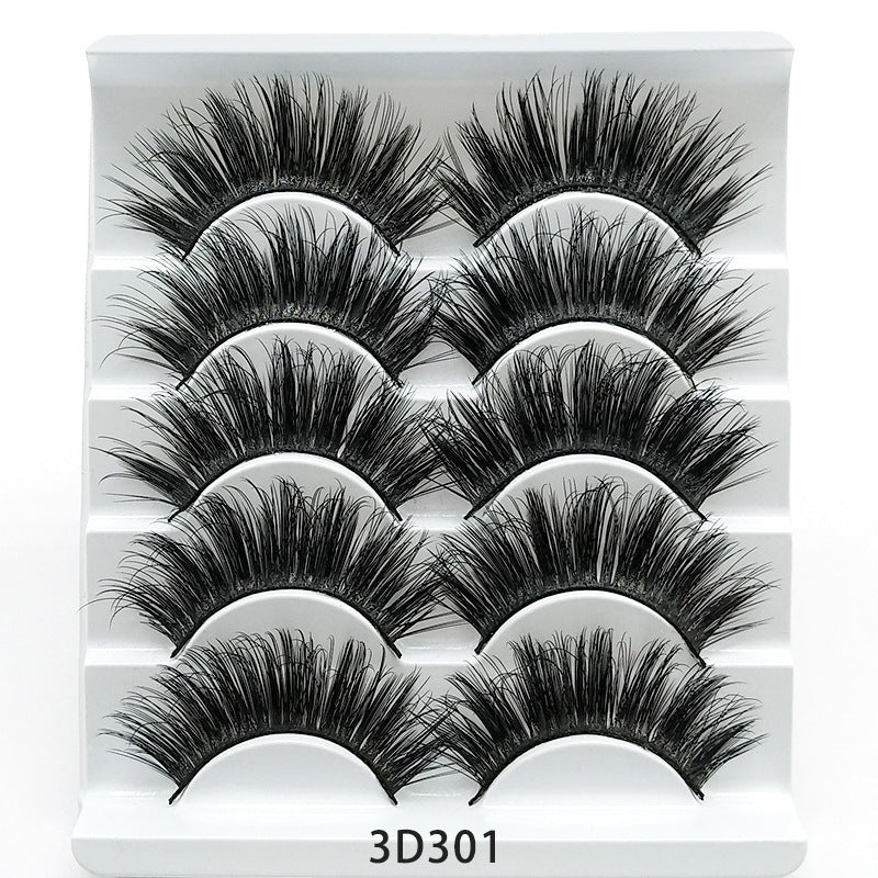 3D Mink False Eyelashes – Set of 5 Soft Cotton Band Lashes for Natural Volume CJ