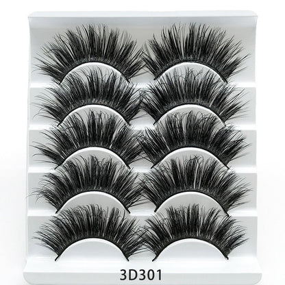 3D Mink False Eyelashes – Set of 5 Soft Cotton Band Lashes for Natural Volume CJ