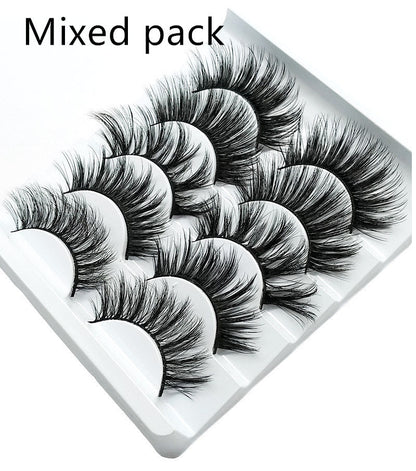 3D Mink False Eyelashes – Set of 5 Soft Cotton Band Lashes for Natural Volume CJ
