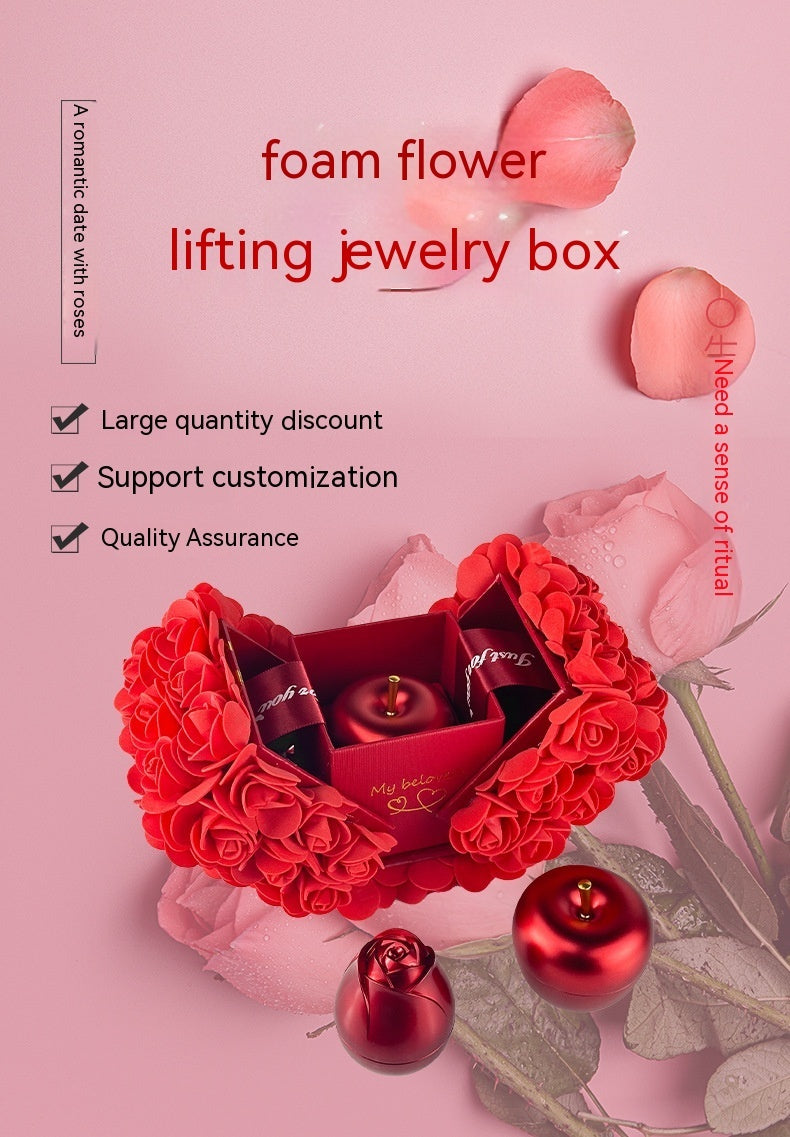 Valentine’s Day Rose Soap Gift Box with Crystal Pendant Necklace – Eternal Flower Jewelry Set for Girlfriend CJ