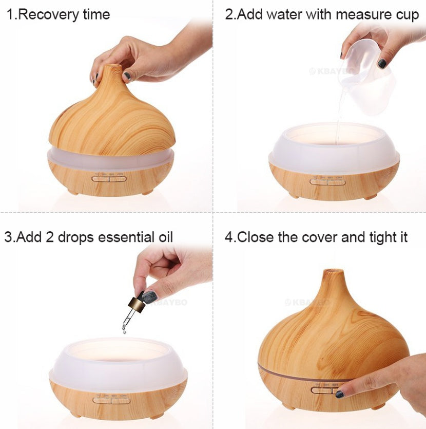 Wooden Grain Remote-Controlled Aromatherapy Lamp – Relaxation & Home Spa Essential CJ