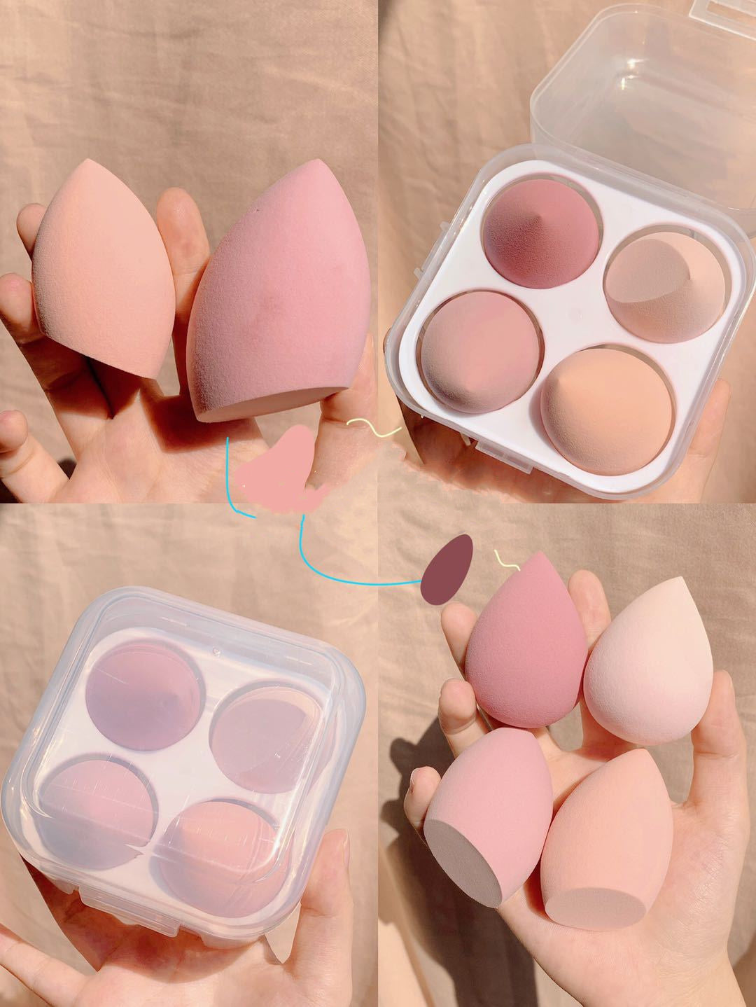 Makeup Egg Box – Beauty Blender Sponges Set with Storage Case CJ