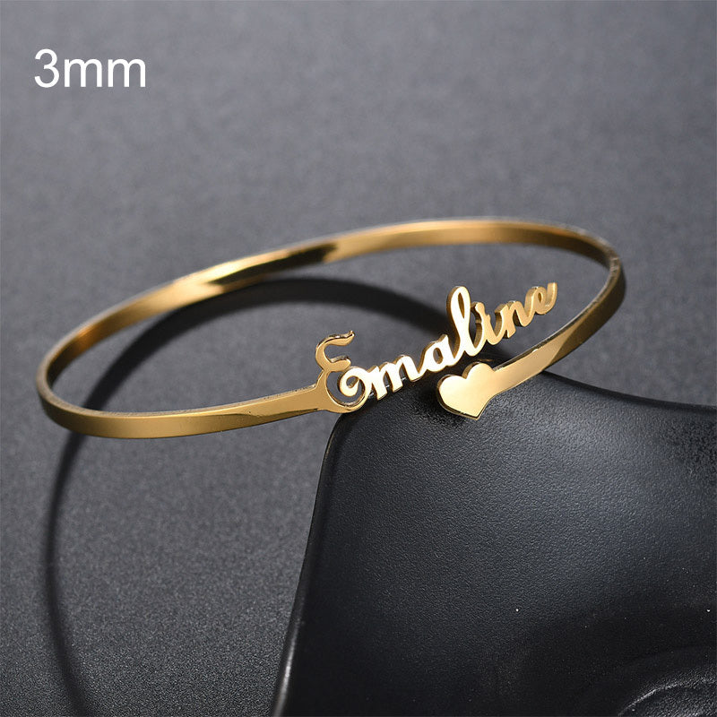 Customized Name Bracelet – Personalized Stainless Steel Bangle Jewelry CJ