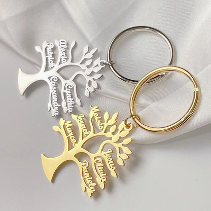 Customizable Tree of Life Name Stainless Steel Keychain – Personalizable Gift