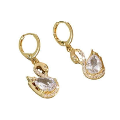 Sweet Rhinestone Swan Earrings – INS Fashion Jewelry for Women CJ