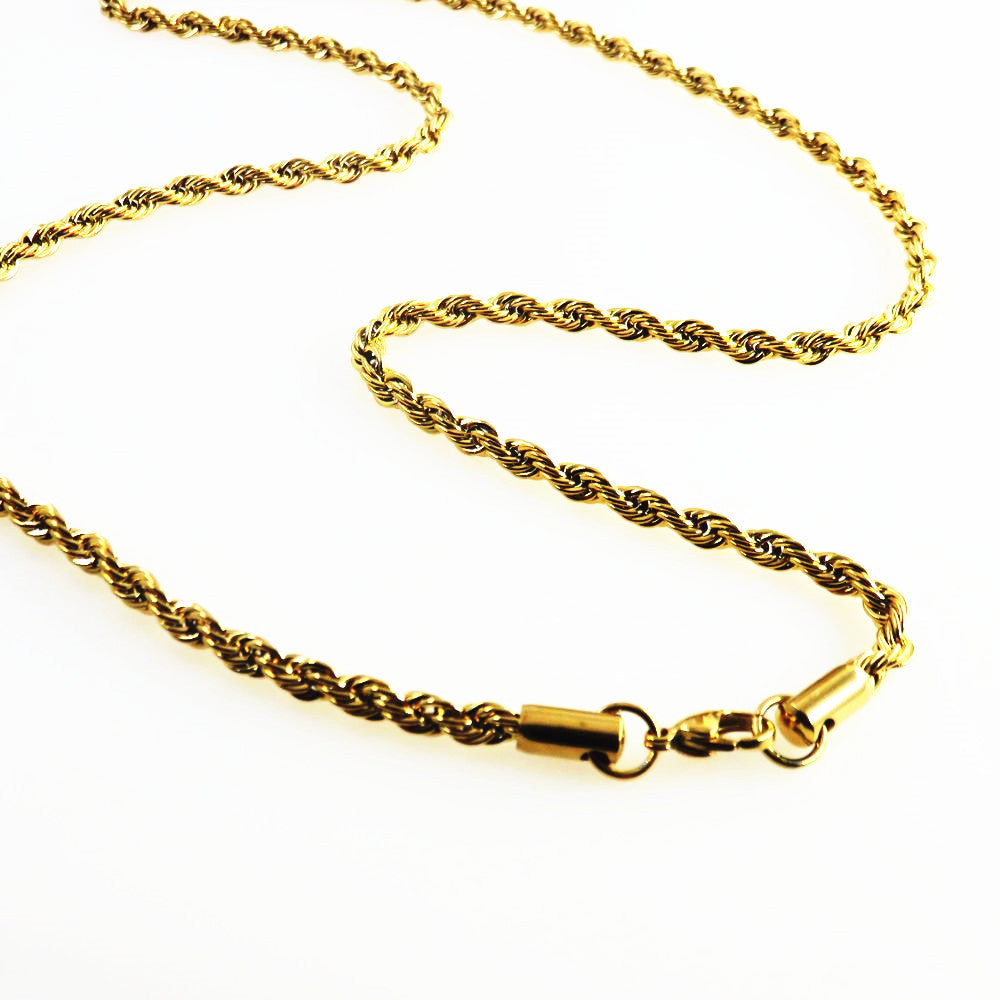 Stainless Steel Hip Hop Twisted Rope Chain Necklace – Vacuum Plated Fashion Jewelry CJ