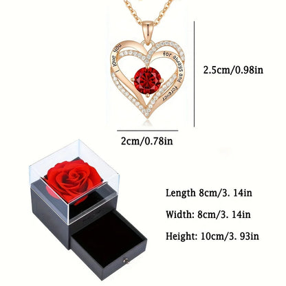 Women’s Red Sapphire Pendant Necklace – Elegant Clavicle Chain Jewelry CJ