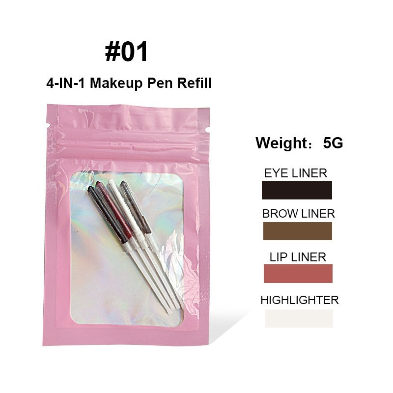 Four-in-One Cosmetic Brush – Highlight, Lip Liner, Eyeliner, and Eyebrow Pencil